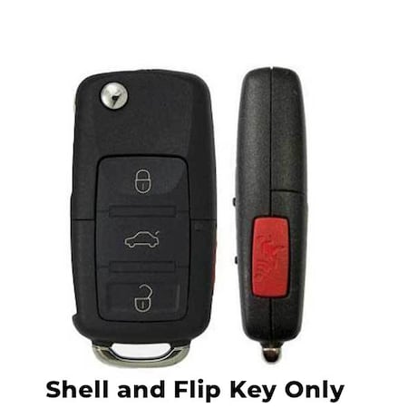 Keyless Factory Keyless Factory: 2006-2011 Volkswagen / 4-Button Flip Key Shell / NBG92596263 (RFK-VW-753H) FKS-VW-023